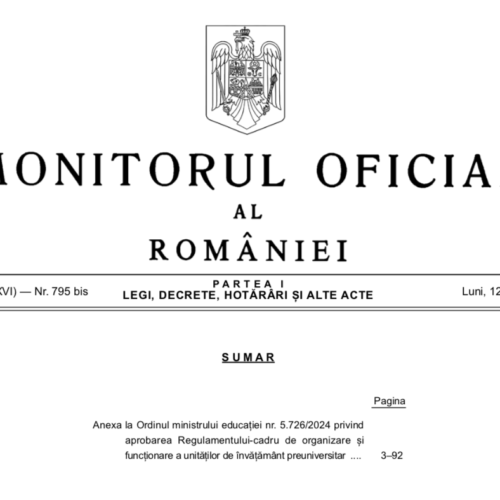 Anexa la Ordinul ministrului educației nr. 5.726/2024 privind aprobarea Regulamentului-cadru de organizare și funcționare a unităților de învățământ preuniversita