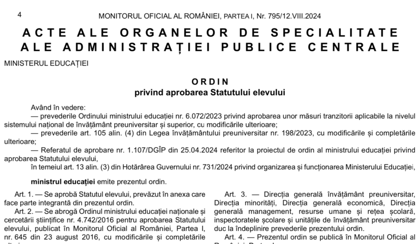 ACTE ALE ORGANELOR DE SPECIALITATE ALE ADMINISTRAȚIEI PUBLICE CENTRALE
