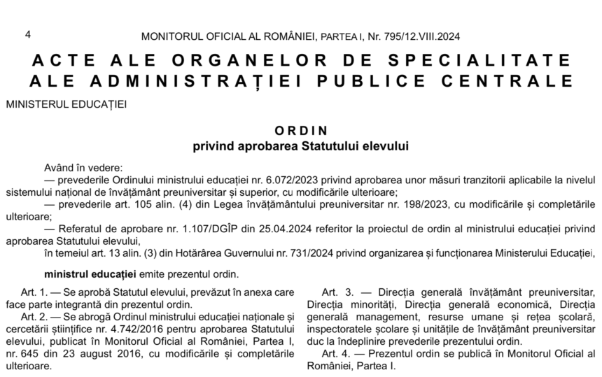 ACTE ALE ORGANELOR DE SPECIALITATE ALE ADMINISTRAȚIEI PUBLICE CENTRALE