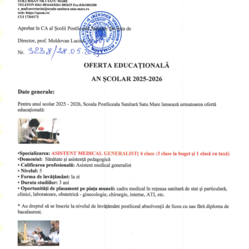 OFERTA EDUCAȚIONALĂ AN ȘCOLAR 2025-2026