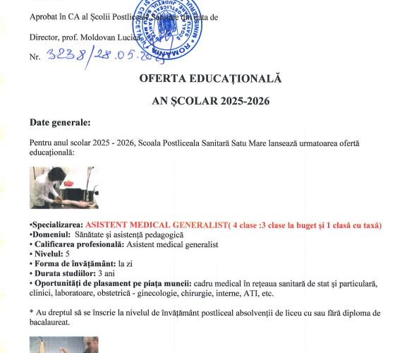 OFERTA EDUCAȚIONALĂ AN ȘCOLAR 2025-2026